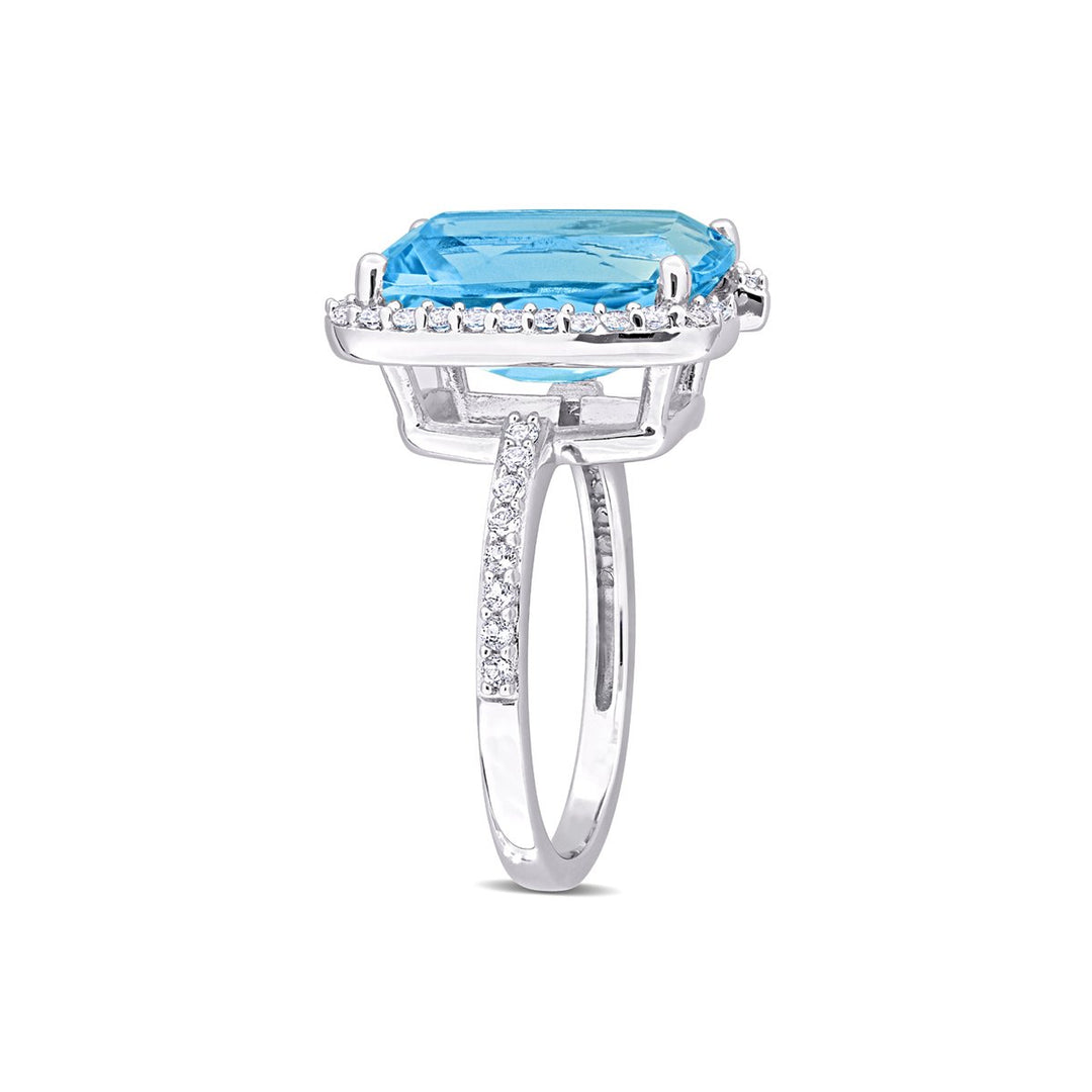 9.00 Carat (ctw) Sky Blue Topaz and White Topaz Ring in Sterling Silver Image 4