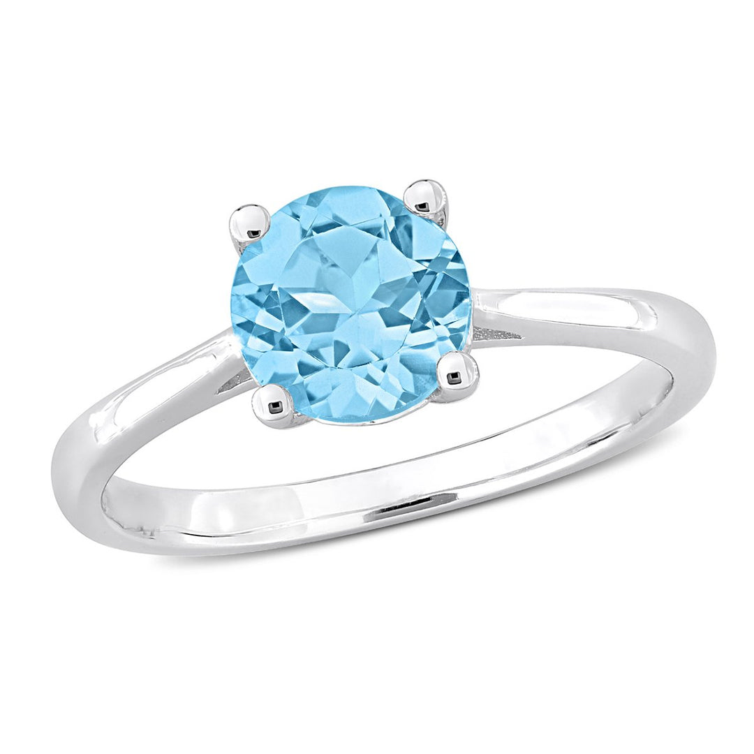 1.58 Carat (ctw) Blue Topaz Solitaire Ring in Sterling Silver Image 1