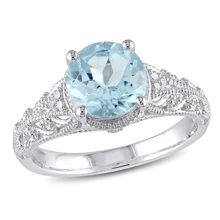 2.35 Carat (ctw) Blue Topaz Solitaire Ring in Sterling Silver Image 1