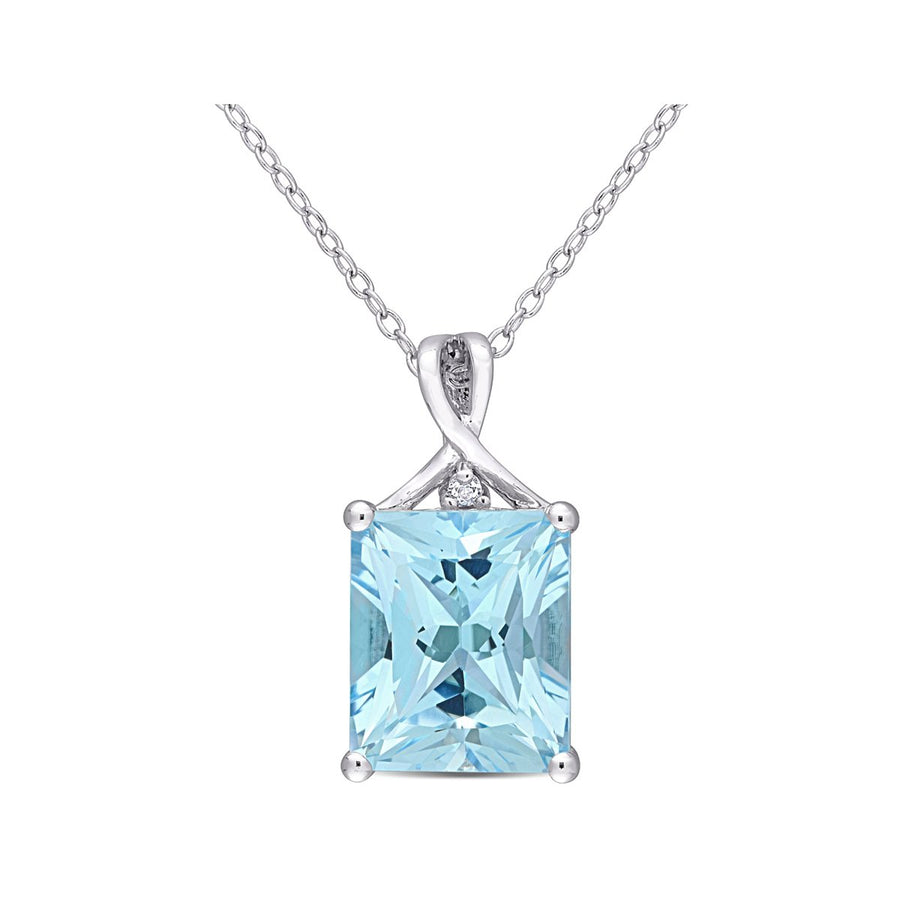 7.45 Carat (ctw) Blue Topaz Solitaire Pendant Necklace in Sterling Silver with Chain Image 1