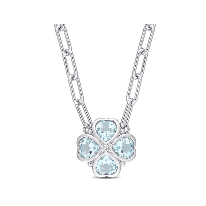 3.92 Carat (ctw) Blue Topaz Heart Pendant Necklace in Sterling Silver With Chain Image 1