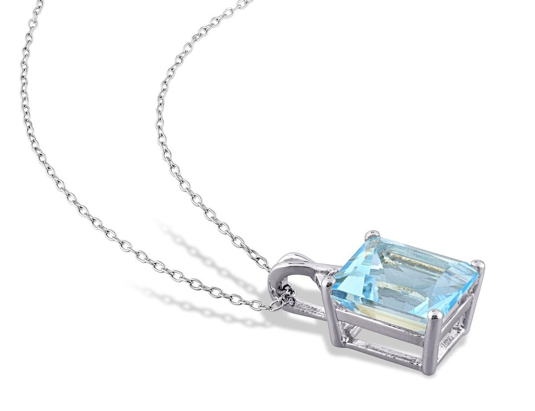 7.45 Carat (ctw) Blue Topaz Solitaire Pendant Necklace in Sterling Silver with Chain Image 3