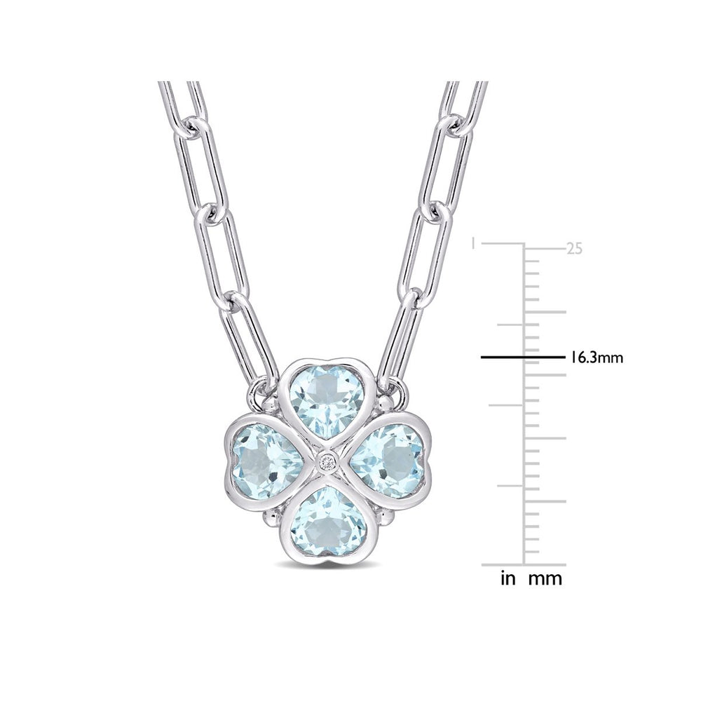 3.92 Carat (ctw) Blue Topaz Heart Pendant Necklace in Sterling Silver With Chain Image 2