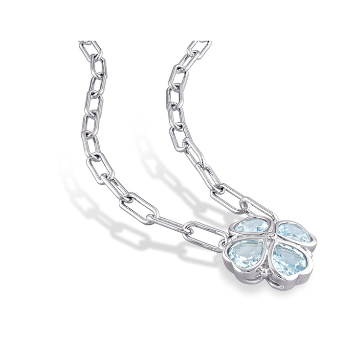 3.92 Carat (ctw) Blue Topaz Heart Pendant Necklace in Sterling Silver With Chain Image 3