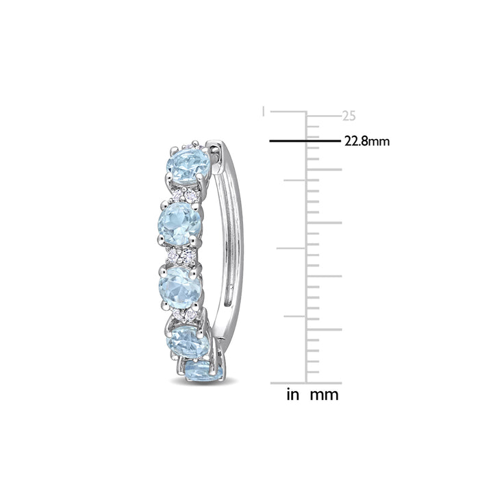 3.00 Carat (ctw) Blue Topaz Hoop Earrings in Sterling Silver Image 3