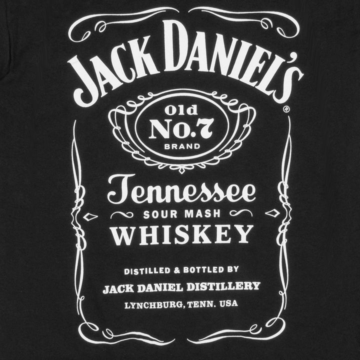 Jack Daniels Old No. 7 Label Mens Black T-Shirt Image 2