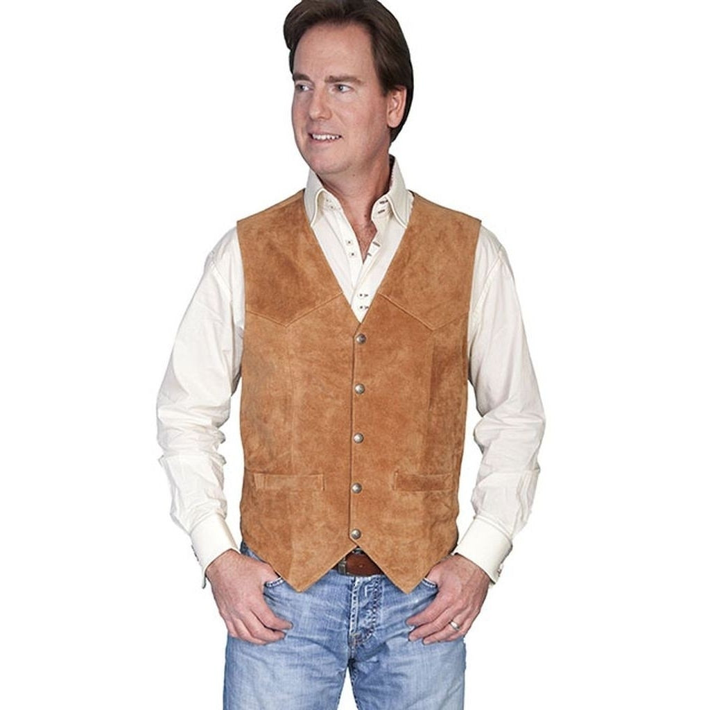 Scully Western Vest Mens Five Snap Leather Single Point Yoke F0_507 Image 6