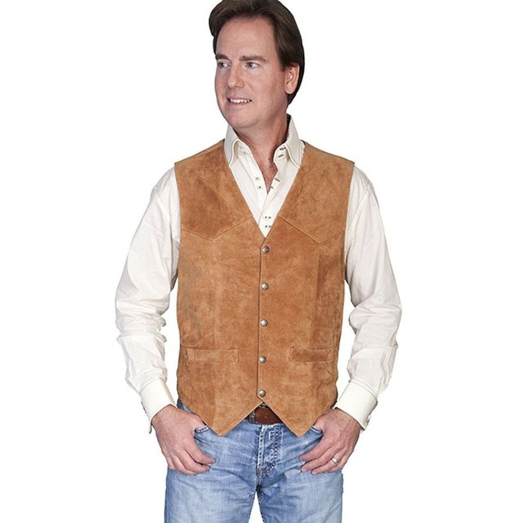 Scully Western Vest Mens Five Snap Leather Single Point Yoke F0_507 Image 1