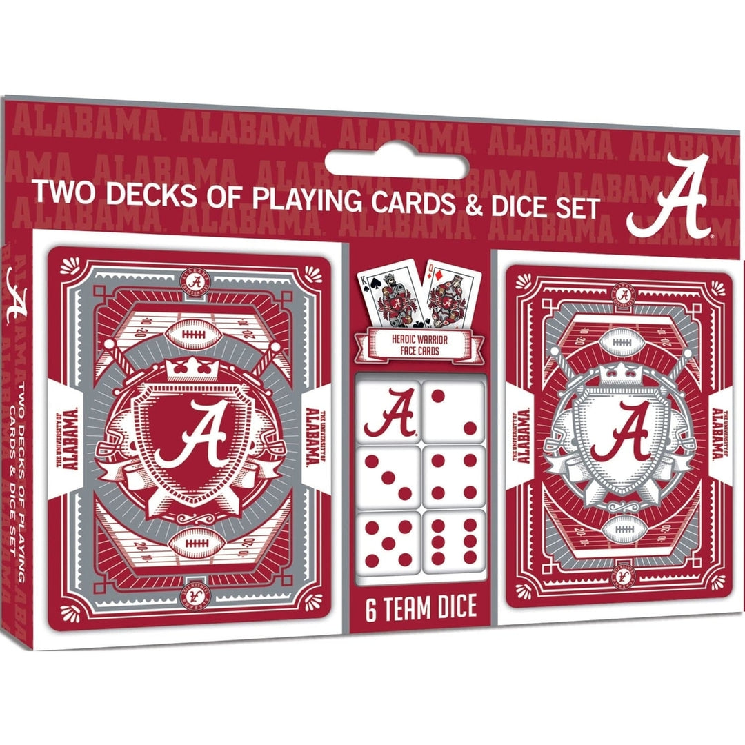 Alabama Crimson Tide Playing Cards and Dice Set NCAA Casino Style 2-Pack Image 1