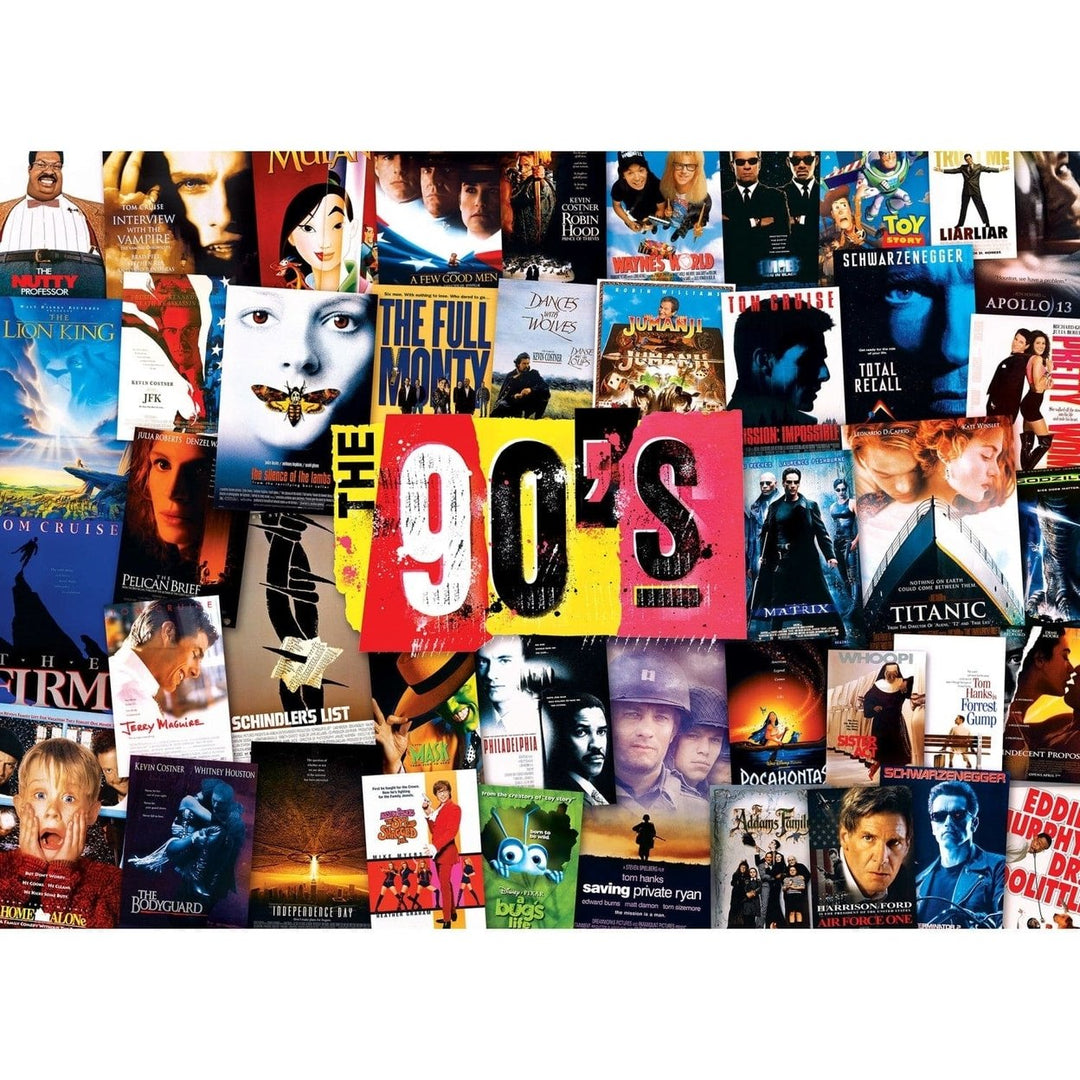 90s Blockbusters 1000 Piece Jigsaw Puzzle Nostalgic Movie Collage Puzzle Image 2