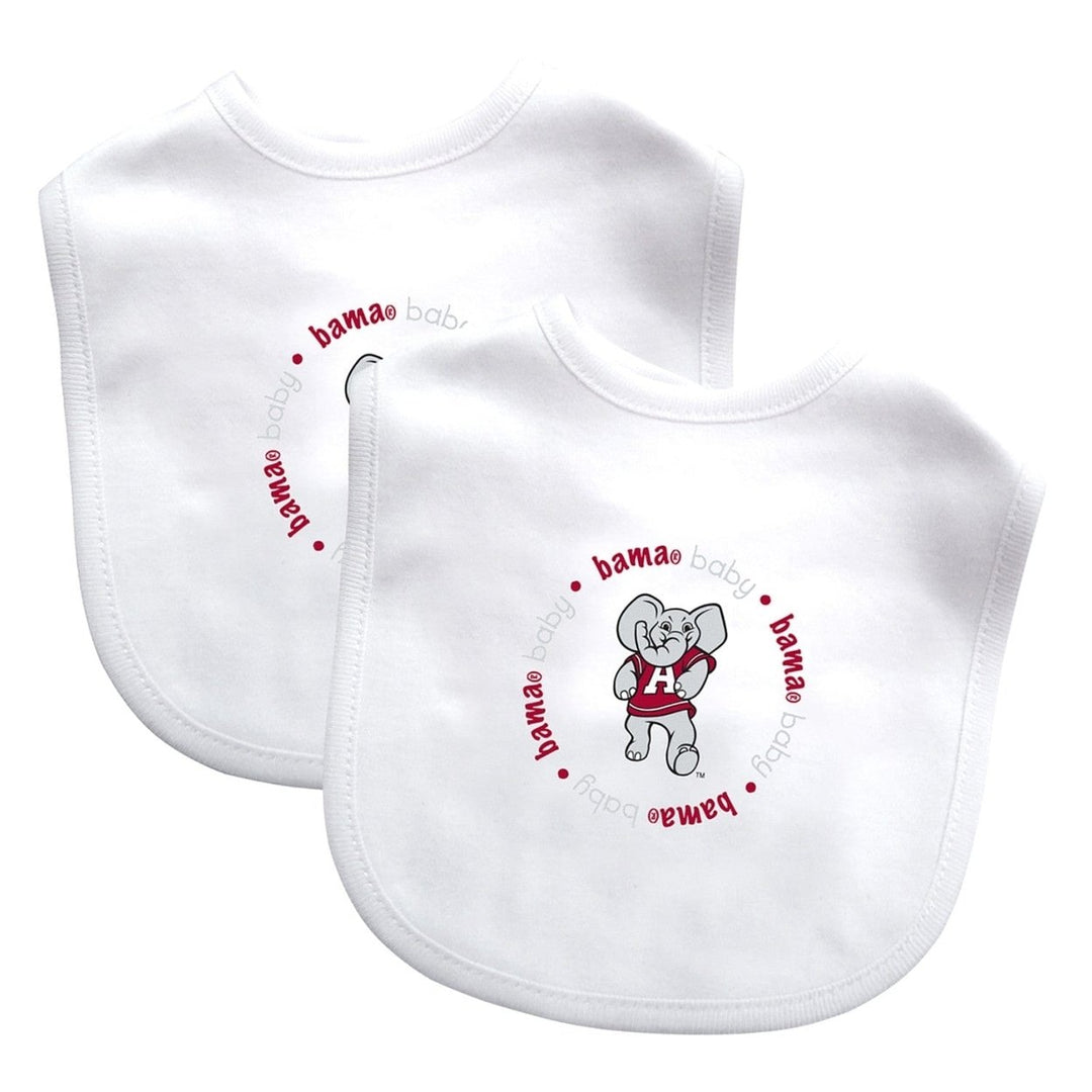 Alabama Crimson Tide Baby Bibs 2-Pack Cotton Infant Unisex NCAA Team Logo Image 1