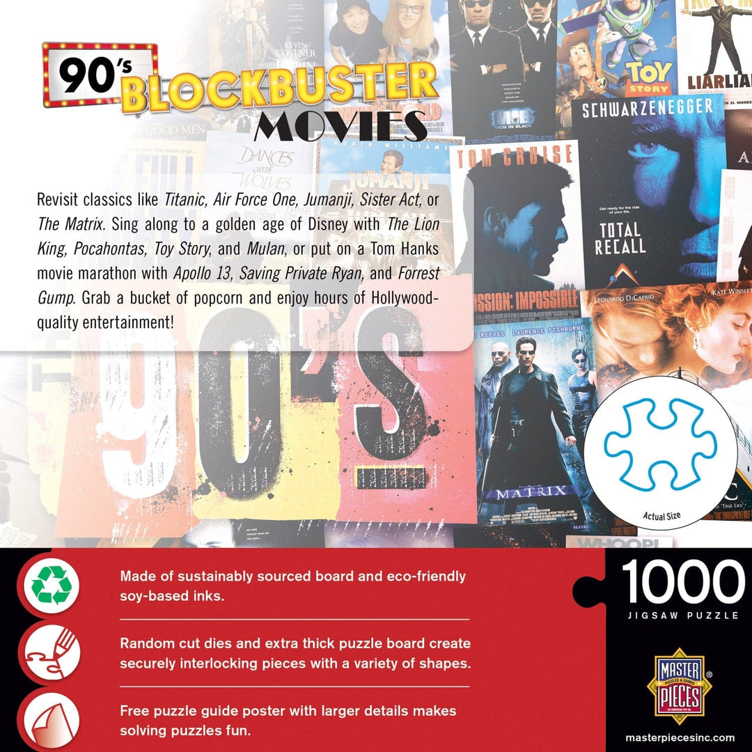 90s Blockbusters 1000 Piece Jigsaw Puzzle Nostalgic Movie Collage Puzzle Image 3