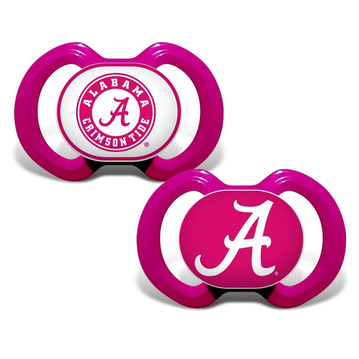 Alabama Crimson Tide Pink Pacifier 2-Pack NCAA Baby Soothing Silicone Nipple Image 1