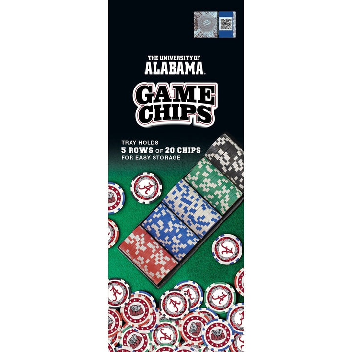 Alabama Crimson Tide 100 Piece Poker Chip Set Casino Style Team Colors Image 2