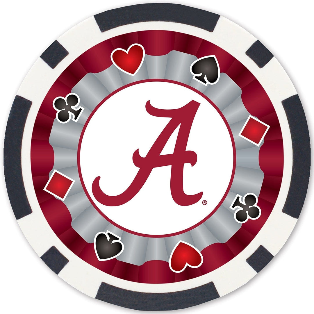 Alabama Crimson Tide 100 Piece Poker Chip Set Casino Style Team Colors Image 3