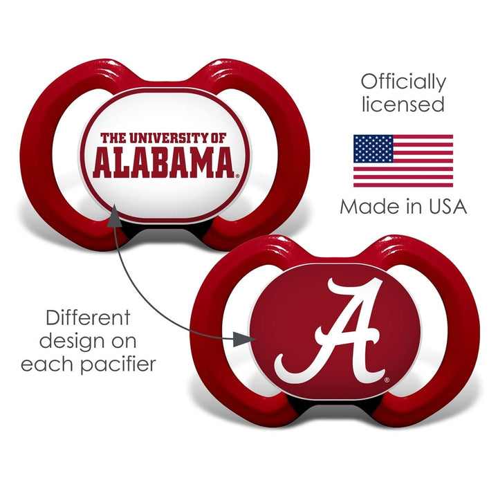 Alabama Crimson Tide Pacifier 2-Pack BPA-Free Silicone Infant Soother Set Image 3