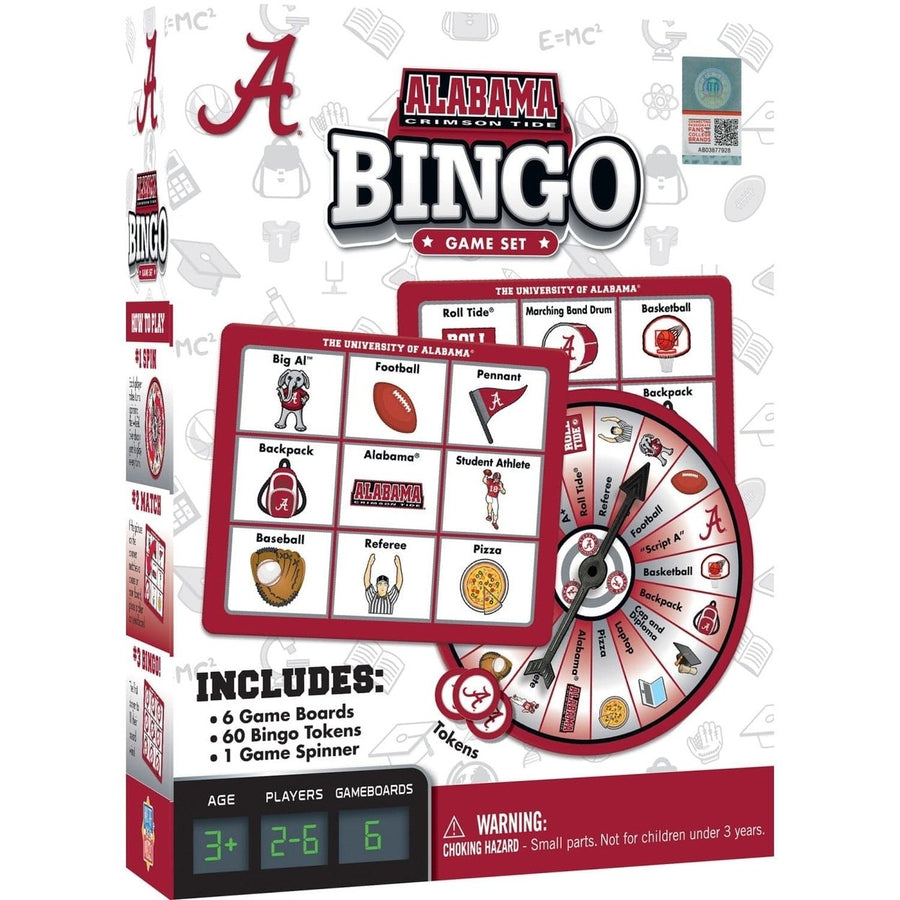 Alabama Crimson Tide Bingo Game NCAA Family Fun 6 Boards 84 Tokens Ages 3+ Image 1