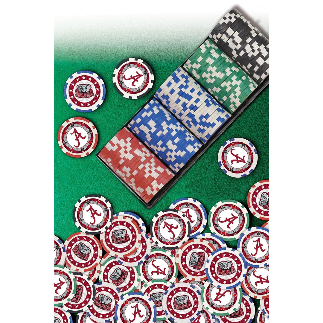 Alabama Crimson Tide 100 Piece Poker Chip Set Casino Style Team Colors Image 4