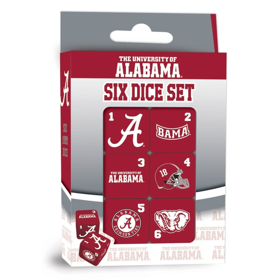 Alabama Crimson Tide 19mm Dice Set 6 Piece D6 Gaming Dice NCAA Team Spirit Image 1