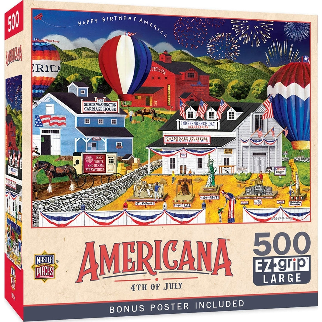 MasterPieces 4th of July Americana EZ Grip 500 Piece Jigsaw Puzzle 19.25"x26.75" Image 1