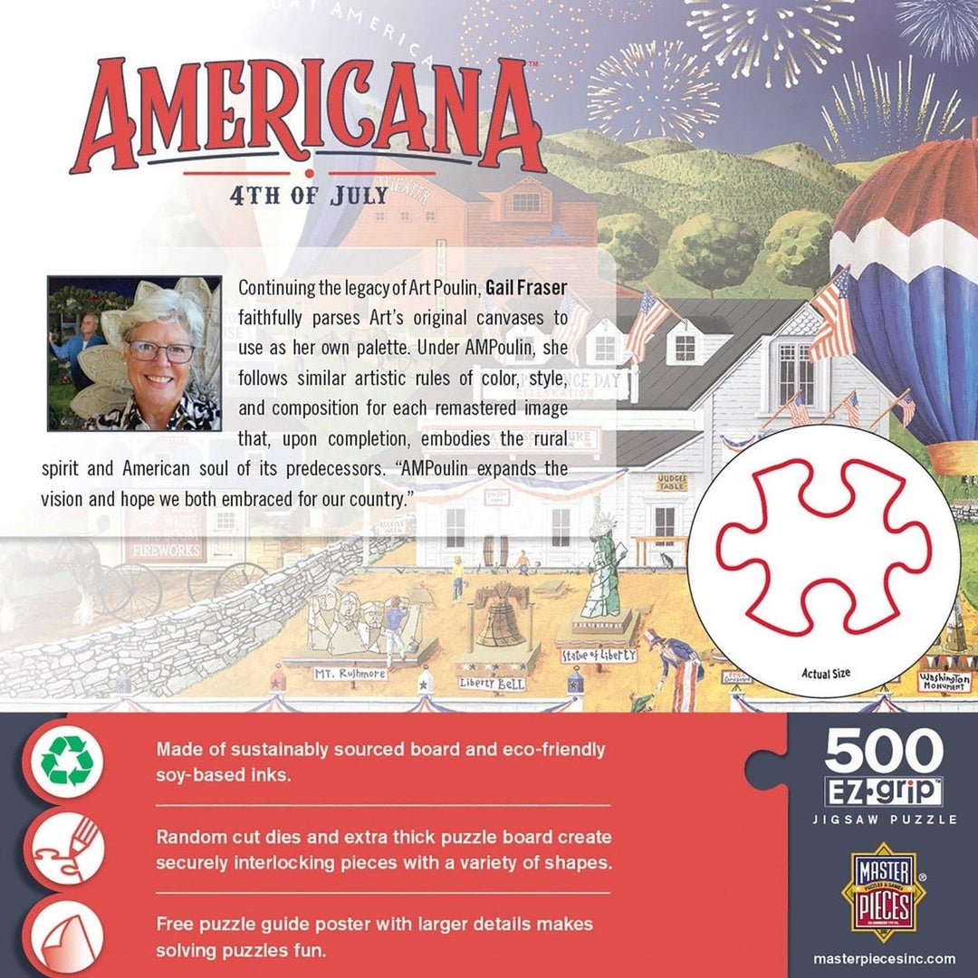 MasterPieces 4th of July Americana EZ Grip 500 Piece Jigsaw Puzzle 19.25"x26.75" Image 3