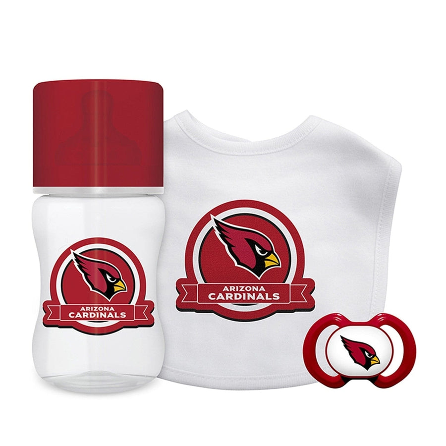 Arizona Cardinals 3-Piece Baby Gift Set Unisex BPA-Free Pacifier Bottle Bib Image 1