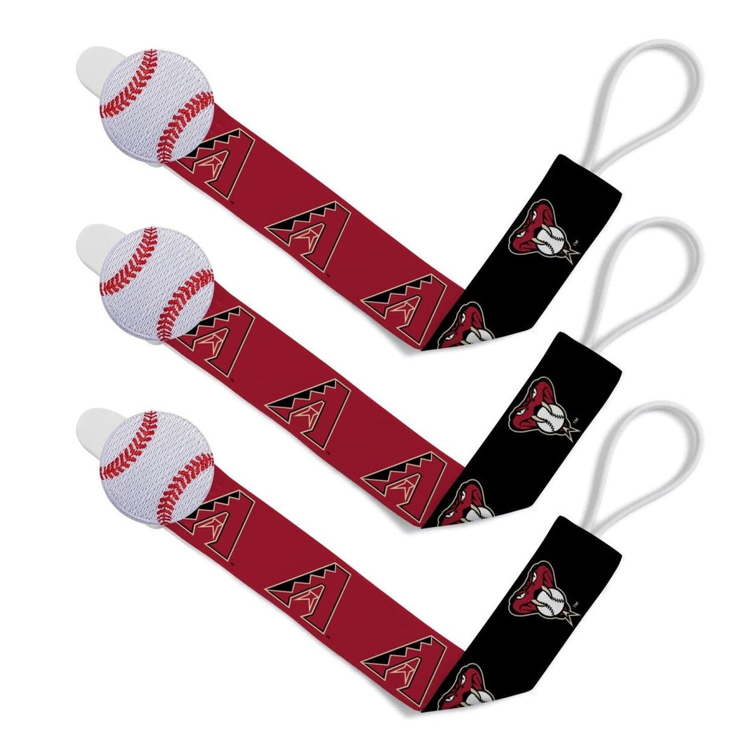 Arizona Diamondbacks Pacifier Clip 3-Pack MLB BabyFanatic Team Colors Secure Fit Image 1