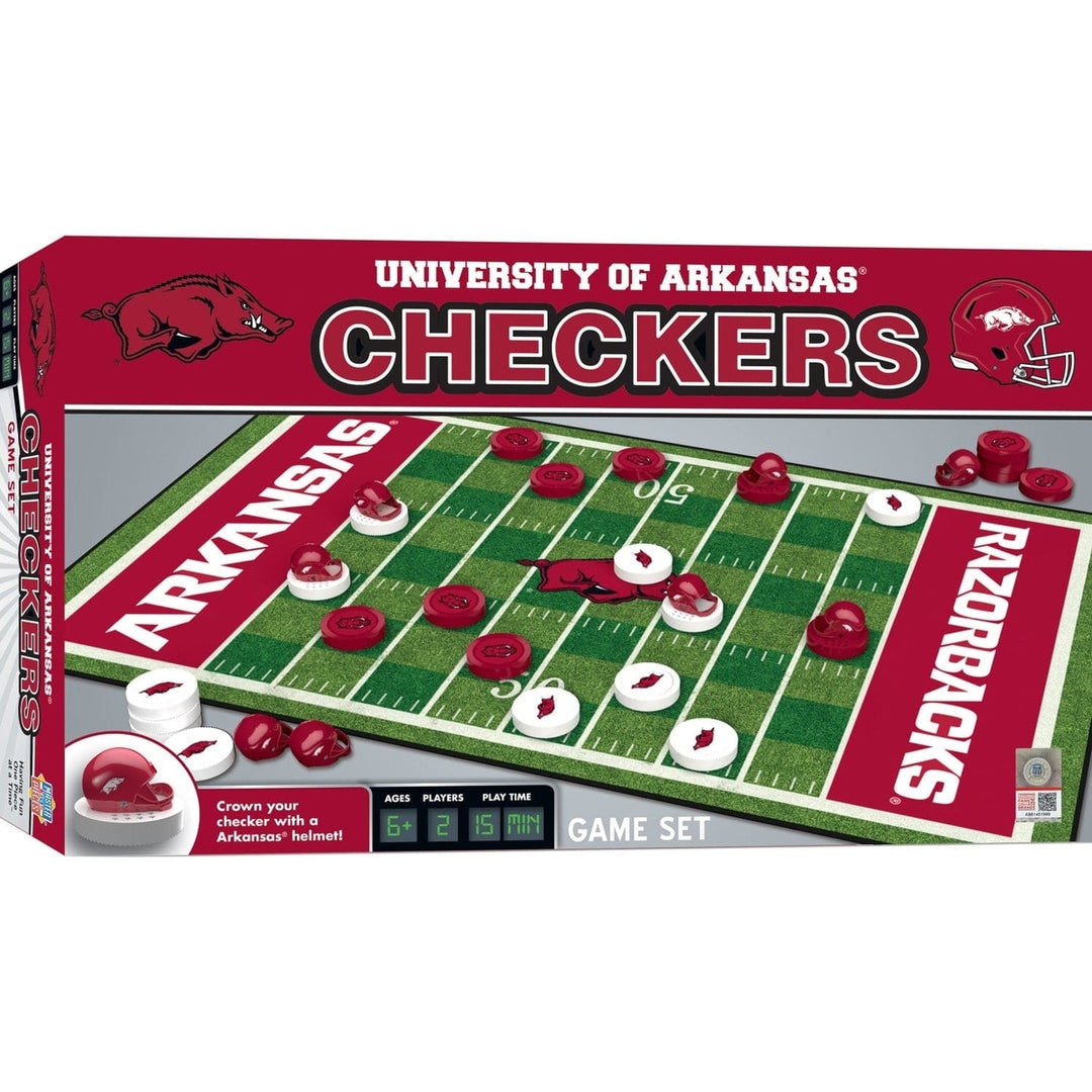 Arkansas Razorbacks Checkers Board Game NCAA MasterPieces 13x21 Inches Image 1