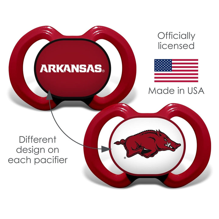 Arkansas Razorbacks Pacifier 2-Pack NCAA Infant BPA-Free Silicone Nipple Image 3