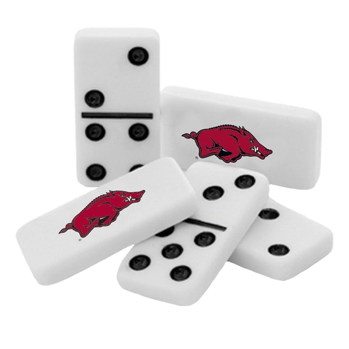 Arkansas Razorbacks Dominoes Set NCAA Officially Licensed 28 Resin in Tin Box Image 2