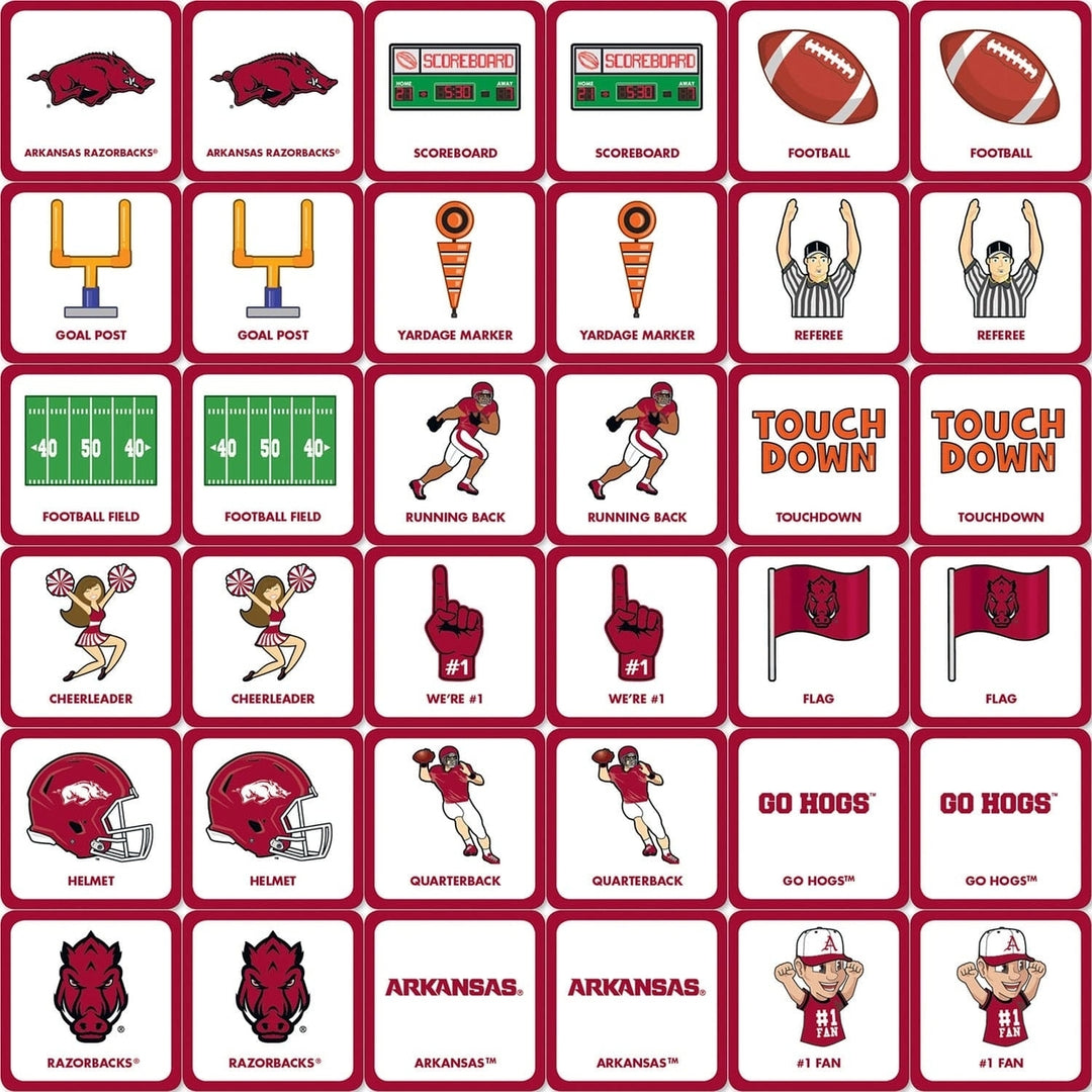 Arkansas Razorbacks Matching Game NCAA Family Fun Card Game 18 Pair Set Image 2