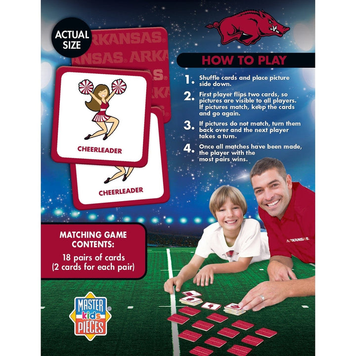 Arkansas Razorbacks Matching Game NCAA Family Fun Card Game 18 Pair Set Image 3