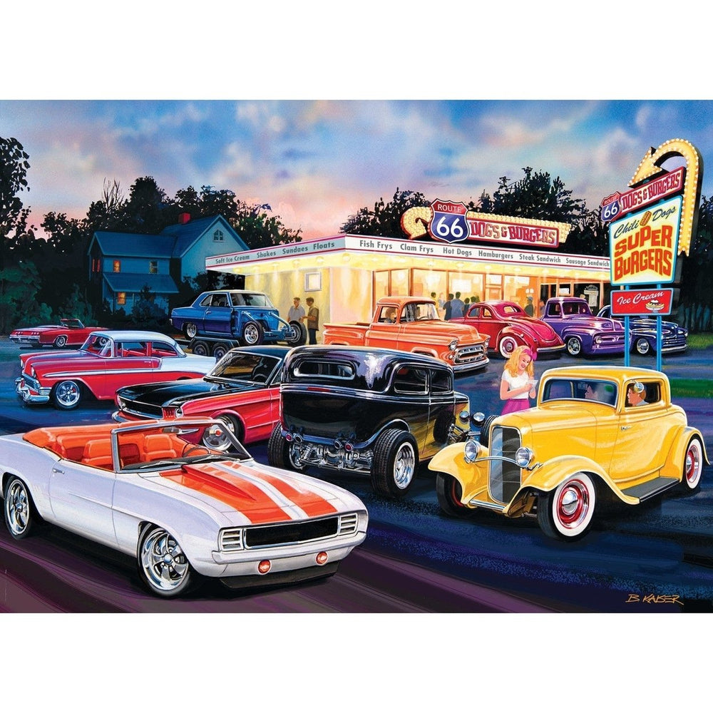 Cruisin Route 66 - Dogs and Burgers 1000 Piece Jigsaw Puzzle Image 2