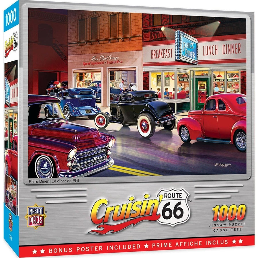 Cruisin Route 66 - Phils Diner 1000 Piece Jigsaw Puzzle Image 1