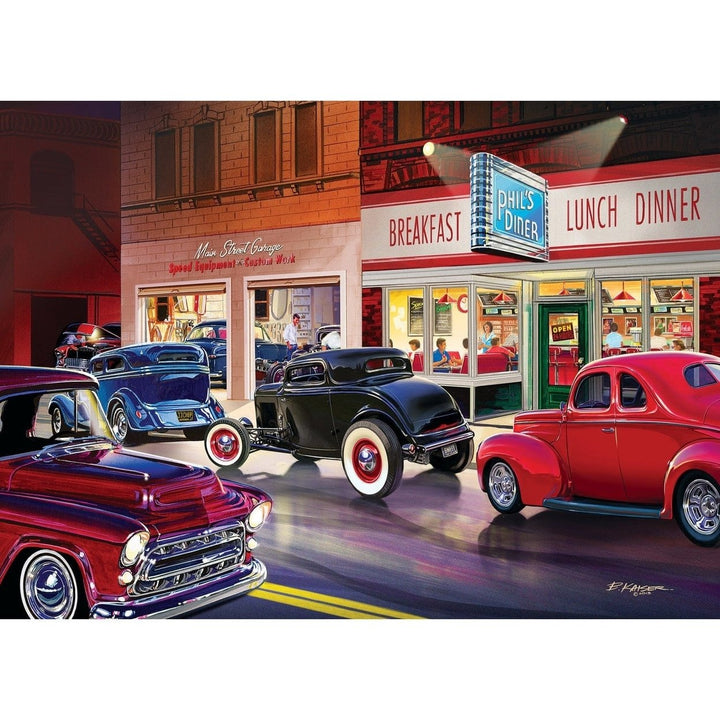 Cruisin Route 66 - Phils Diner 1000 Piece Jigsaw Puzzle Image 2