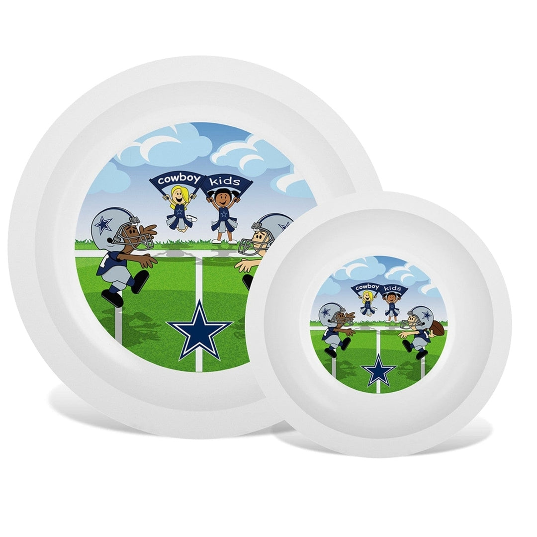 Dallas Cowboys Baby Plate and Bowl Set Dishwasher Safe BPA Free Fun Mealtime Image 1