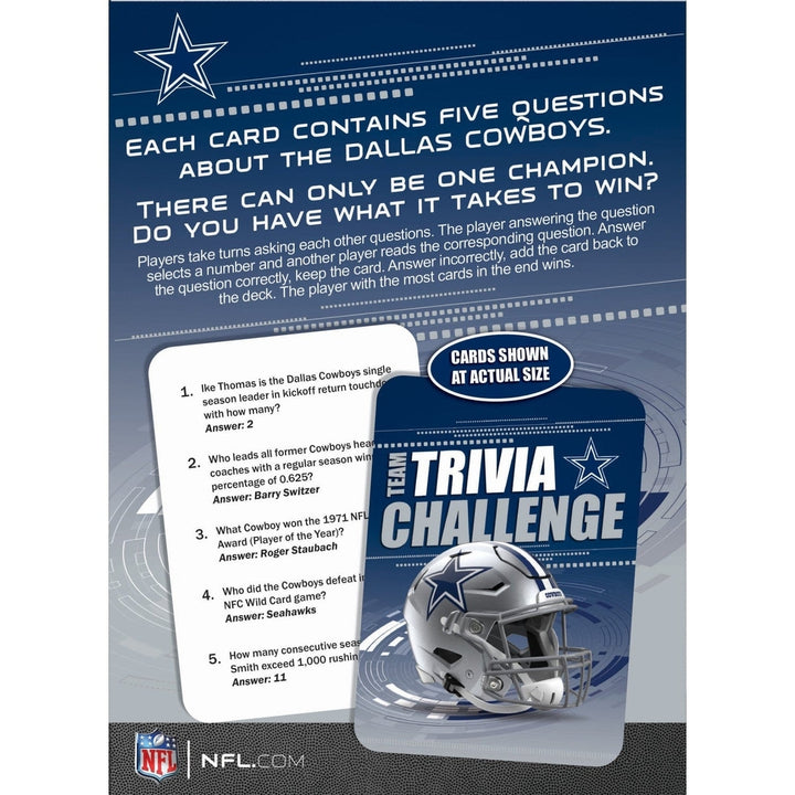 Dallas Cowboys Trivia Challenge Game 50 Cards 250 Questions Ages 12 and Up Image 3