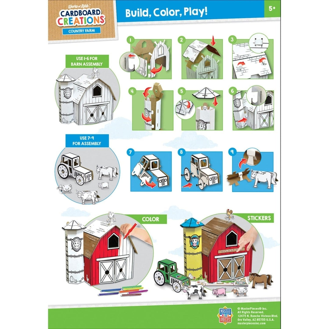 Cardboard Craft Kit Farm Playset Buildable with Markers and 17 Pre-Cut Pieces Image 4