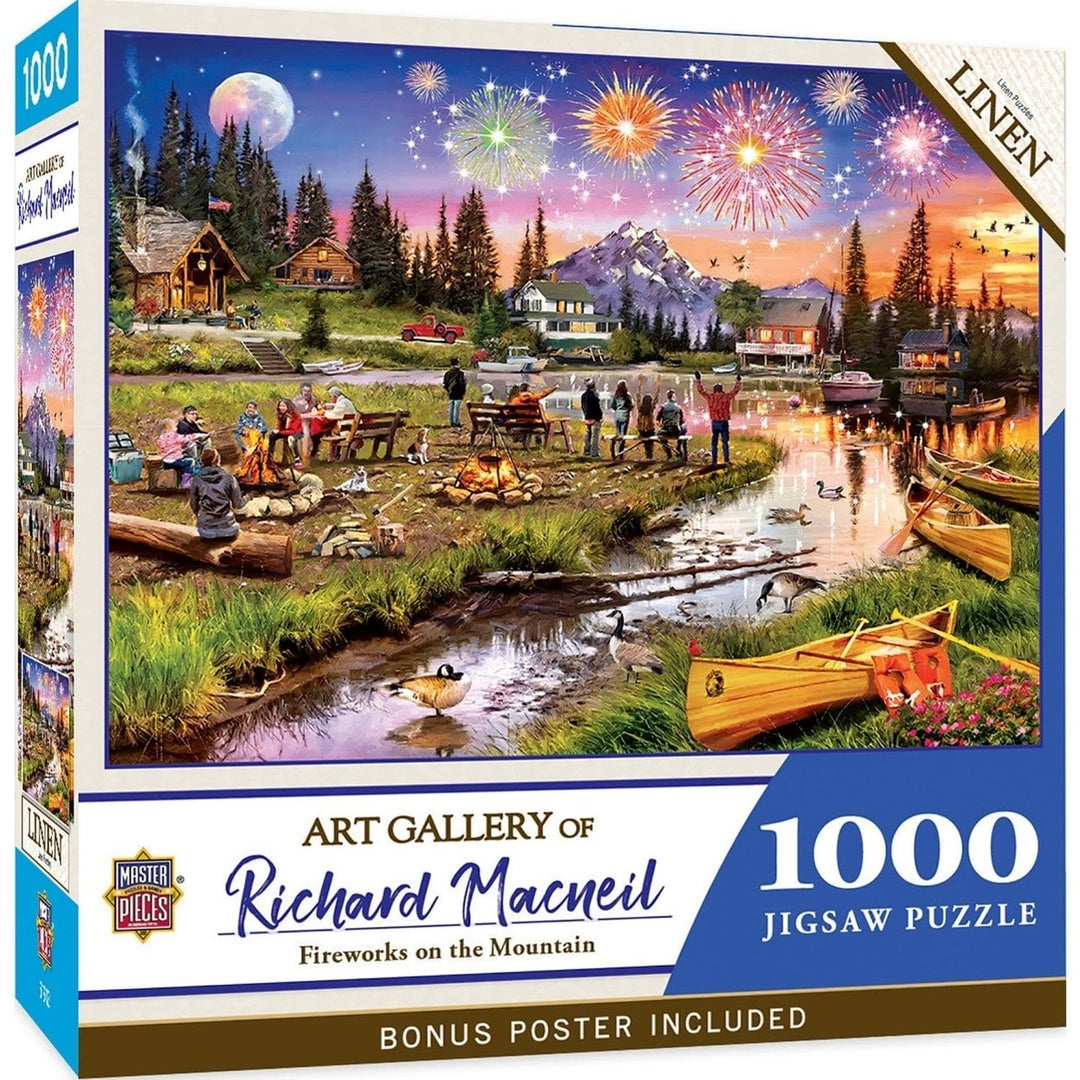 Art Gallery Fireworks on the Mountain 1000 Piece Jigsaw Puzzle Scenic Evening Image 1