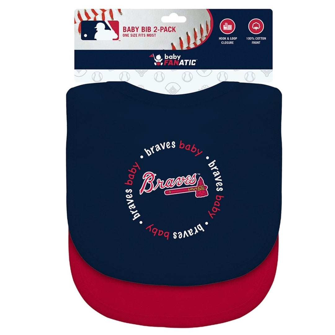 Atlanta Braves Baby Bibs 2-Pack Cotton Navy Red Embroidered Team Logo Image 2