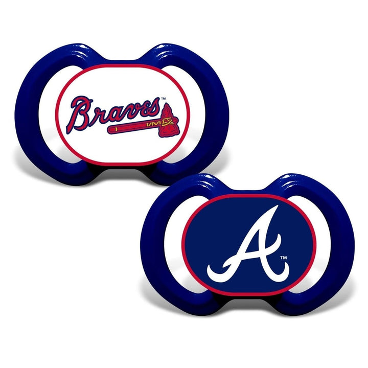 Atlanta Braves Pacifier 2 Pack Orthodontic Silicone BPA Free Team Colors Image 1