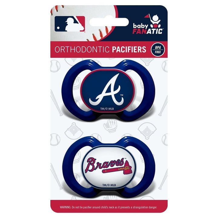 Atlanta Braves Pacifier 2 Pack Orthodontic Silicone BPA Free Team Colors Image 2