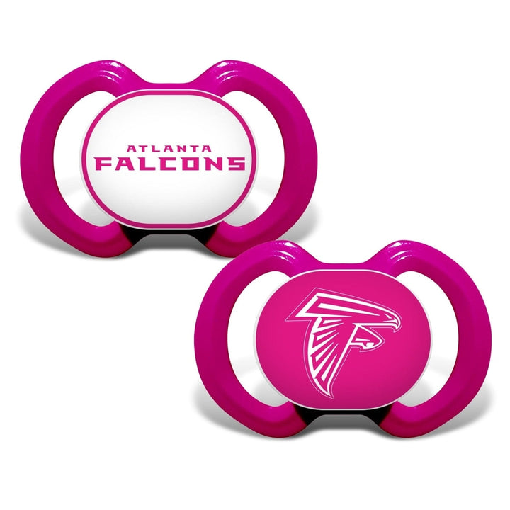 Atlanta Falcons Pink Pacifier 2-Pack BPA Free Orthodontic Infant Soothers Image 1