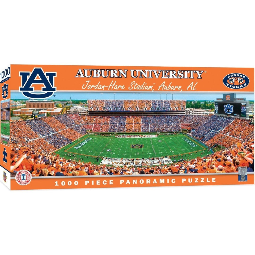 Auburn Tigers 1000 Piece Panoramic Jigsaw Puzzle 13x39 Inch Recycled Material Image 1