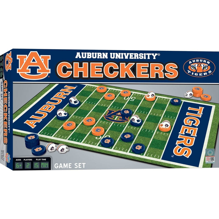 Auburn Tigers Checkers Board Game NCAA 24 Pieces Helmet Kings 13x21.375 inches Image 1