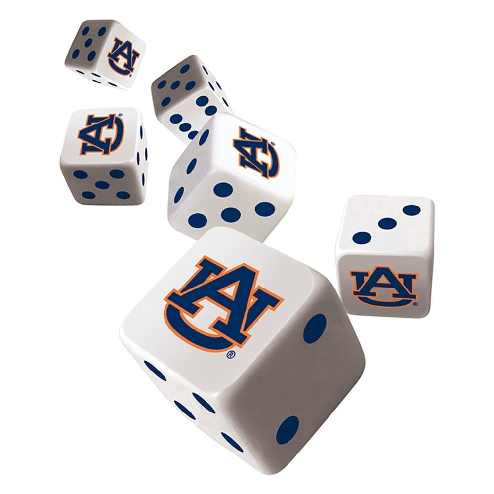 Auburn Tigers NCAA Dice Set 6-Piece Gaming D6 Standard Size Team Logo Colors Image 2