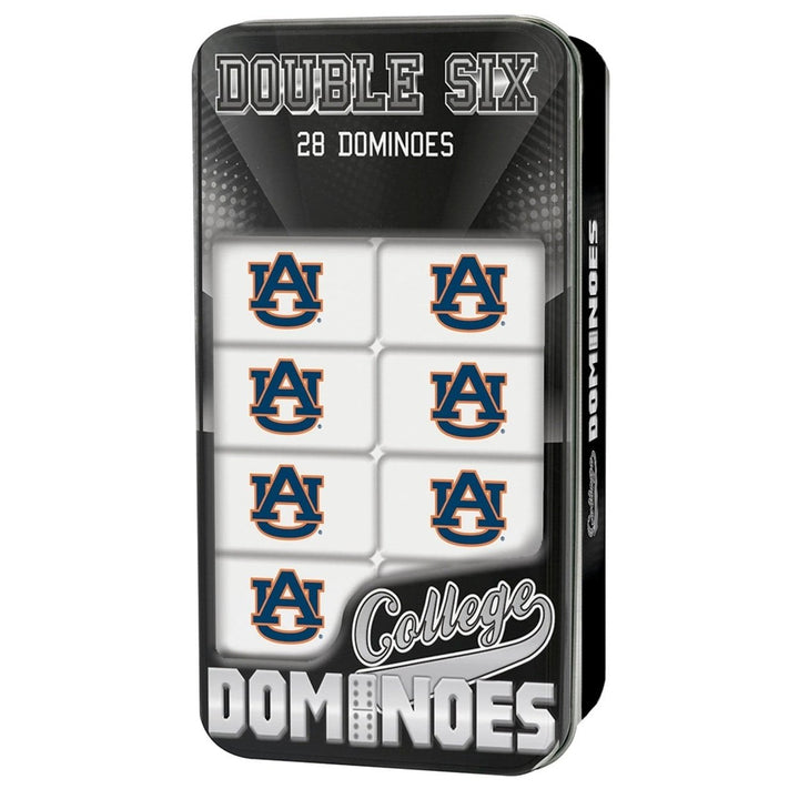 Auburn Tigers Dominoes Set Officially Licensed 28 Resin Dominos Collectible Tin Image 1