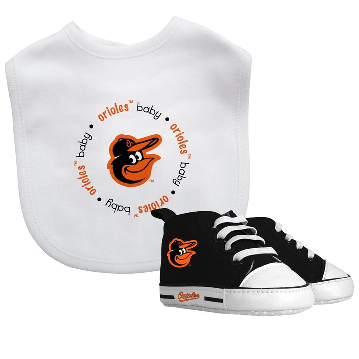 Baltimore Orioles Baby Gift Set Bib and Pre-Walker Shoes 100% Cotton Unisex Image 1