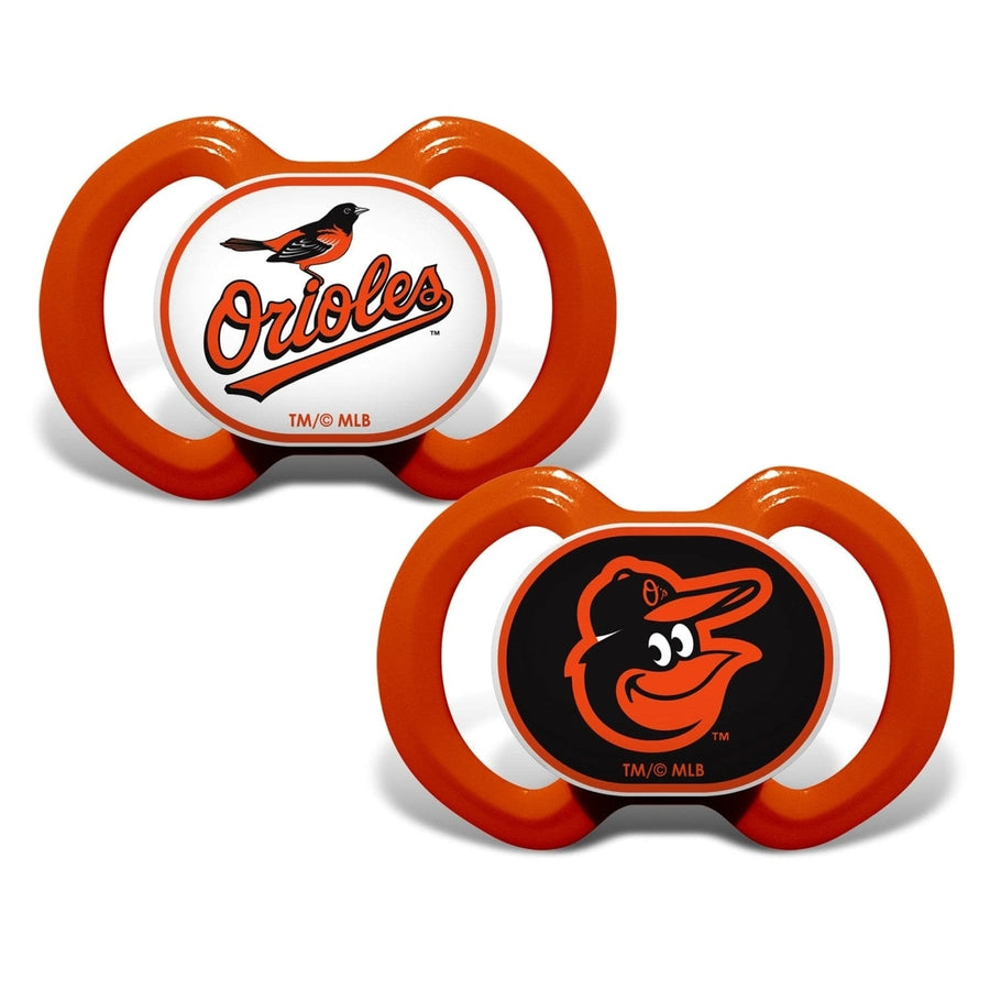 Baltimore Orioles Pacifier 2-Pack MLB Team Colors BPA-Free Silicone Nipple Image 1