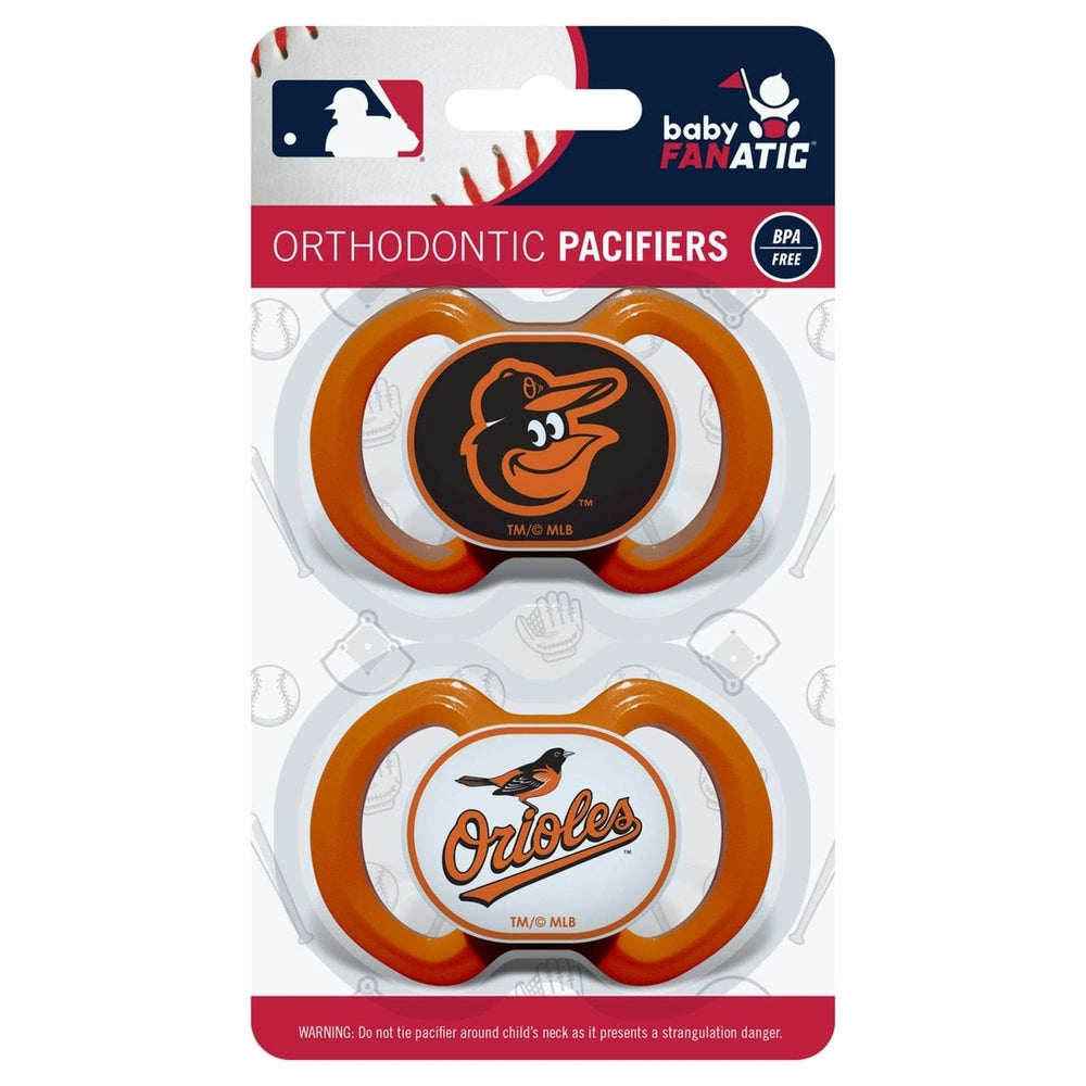 Baltimore Orioles Pacifier 2-Pack MLB Team Colors BPA-Free Silicone Nipple Image 2